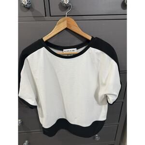 Brownstone Studio Woman’s Size PL Black/White Short Sleeve Top Shirt